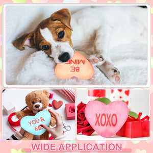 PullCrease 12 Pieces Valentines Day Dog Toy Valentine Heart Gifts for Dogs Conversation Heart Squeak Dog Toys for Small Medium Large Puppy Dogs Teething Chew Toys Valentines Day Pet Costume